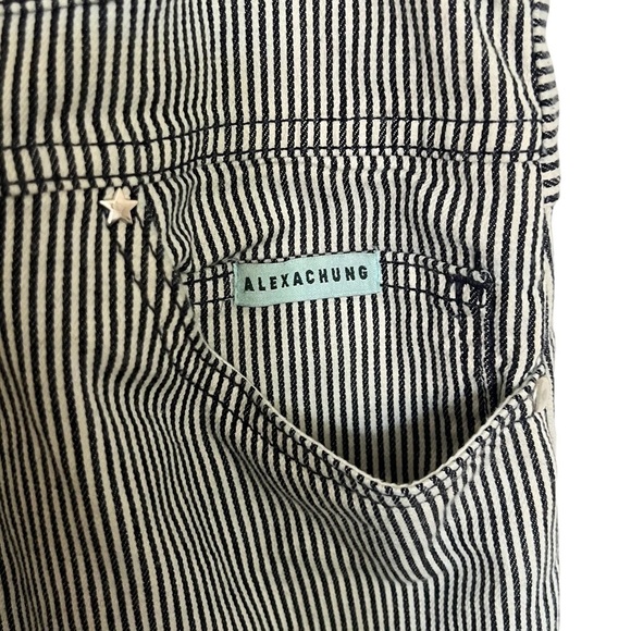 AlexaChung Blue White Stripe Zip Front Dungarees Overalls Size 27 - Picture 14 of 16